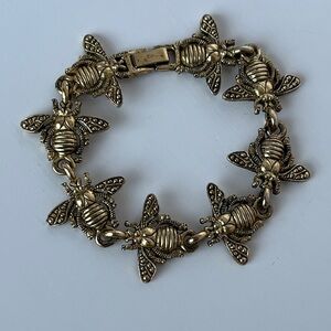 Vintage Bergdorf Goodman Bee Bracelet 1995 Gold Tone Statement Jewelry